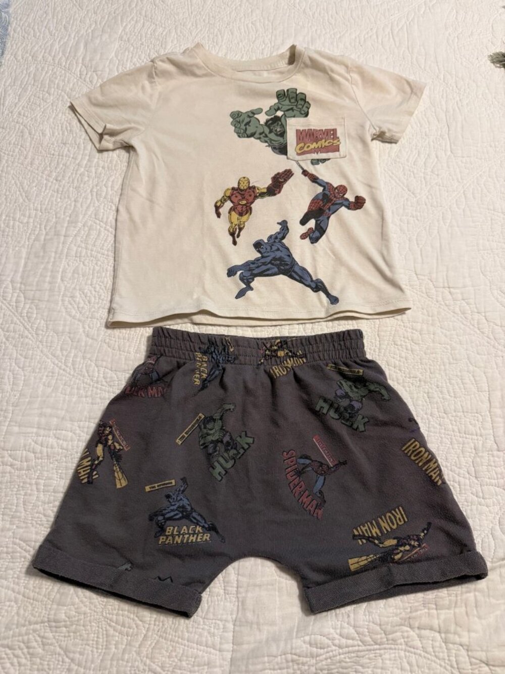 Marvel 2-Piece Toddler Set 4T - Comics Pocket Tee + Character Print Shorts